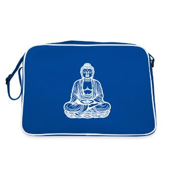 Far Eastern Buddha Lotus Meditation Tattoo Style - Retro Bag - blue/white - Back