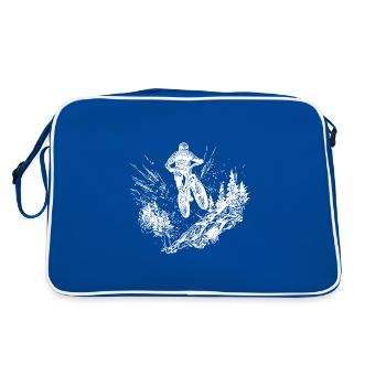 Vététistes à vélo en haut de la montagne - Sac Retro - bleu/blanc - Dos