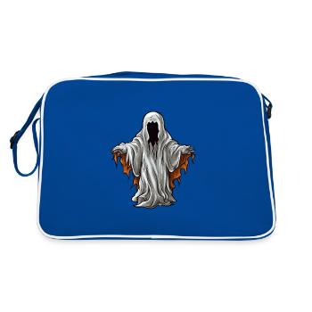 Schwebender gruseliger Halloween Horror Geist - Retro Tasche - Blau/Weiß - Hinten