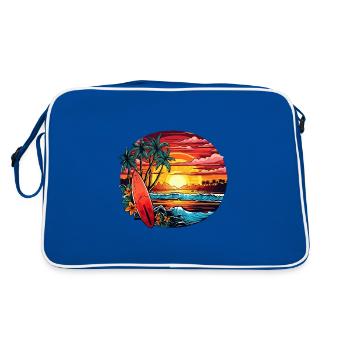 Plage magique au bord de la mer avec des palmiers et des vagues - Sac Retro - bleu/blanc - Dos