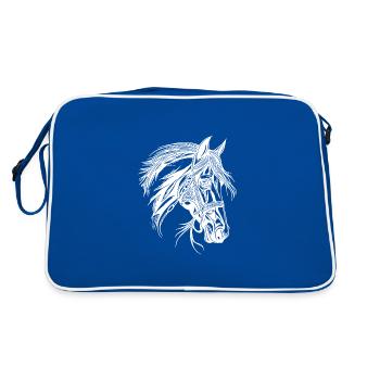 Rugged horse with mane Equestrian Dressage Equestrian Sports - Retro Bag - blue/white - Back