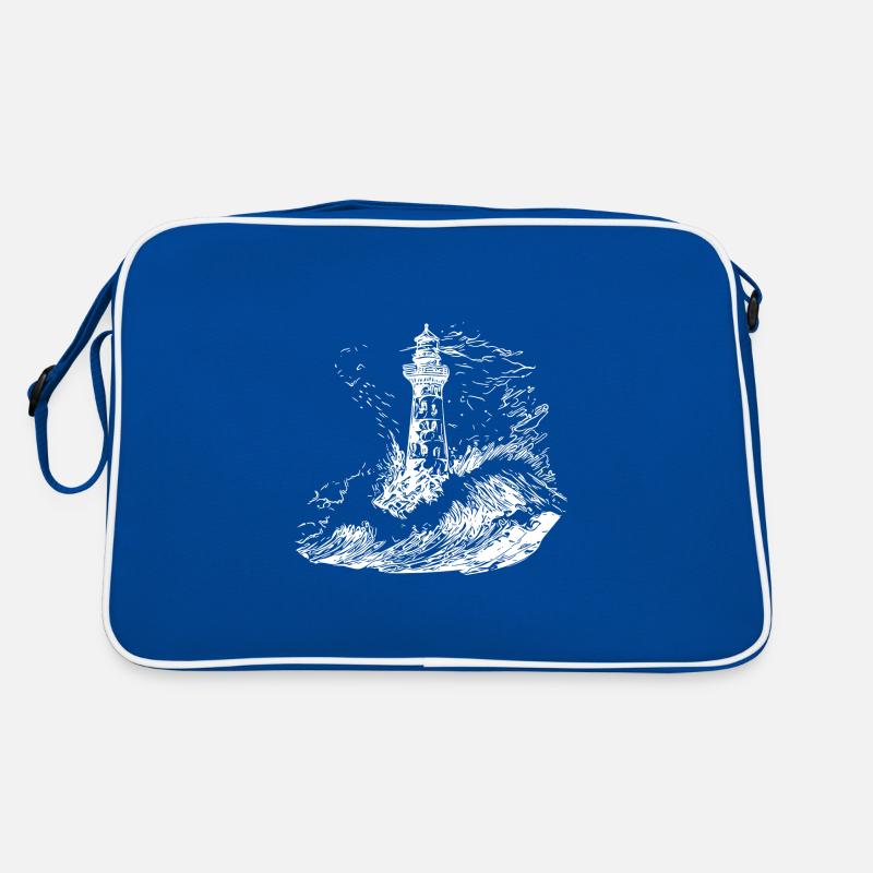 Phare avec balise dans une mer orageuse Sac Retro