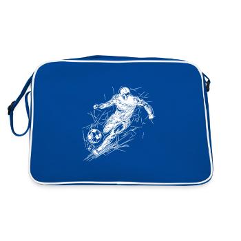 Attaquant de football en cours d’exécution avec ballon - Sac Retro - bleu/blanc - Dos