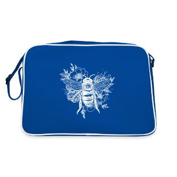 Abeille occupée sur une fleur fleurs - Sac Retro - bleu/blanc - Dos