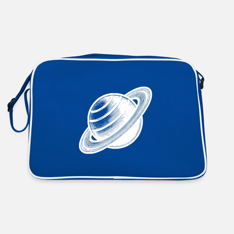 Planète aux anneaux Saturne avec système d’anneaux dans le système solaire Sac Retro