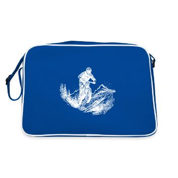 Mountain biker forest path mountain downhill - Retro Bag - blue/white - Back