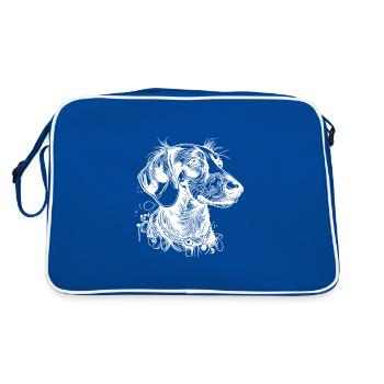 Portrait mignon teckel pour maman teckel - Sac Retro - bleu/blanc - Dos