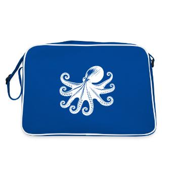 Large Octopus with Eight Arms - Retro Bag - blue/white - Back
