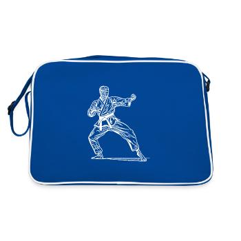 Combattant de karaté en pose de combat - Sac Retro - bleu/blanc - Dos