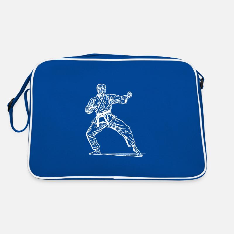 Karate fighter in fighting pose Retro Bag