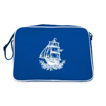 Voilier de sport élégant avec des voiles et des fleurs - Sac Retro - bleu/blanc - Dos