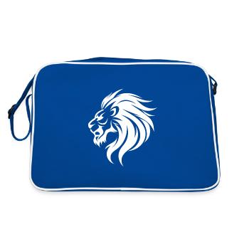 Tête de Lion en colère Tattoo Style Soufflant Crinière - Sac Retro - bleu/blanc - Dos