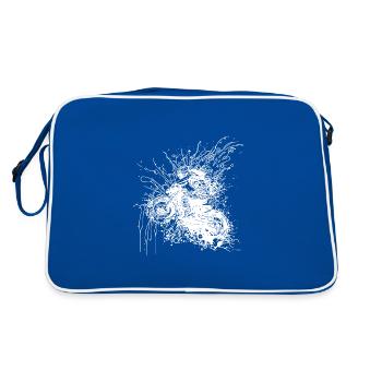 Off-Road Racing Style Motorcycle Jump Splash - Retro Bag - blue/white - Back