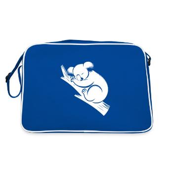 Schlafender Koala auf einem Ast - Retro Tasche - Blau/Weiß - Hinten