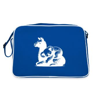 Cute koala on a sleeping llama - Retro Bag - blue/white - Back