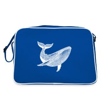 Large Vintage Whale Massive Sea Creature - Retro Bag - blue/white - Back