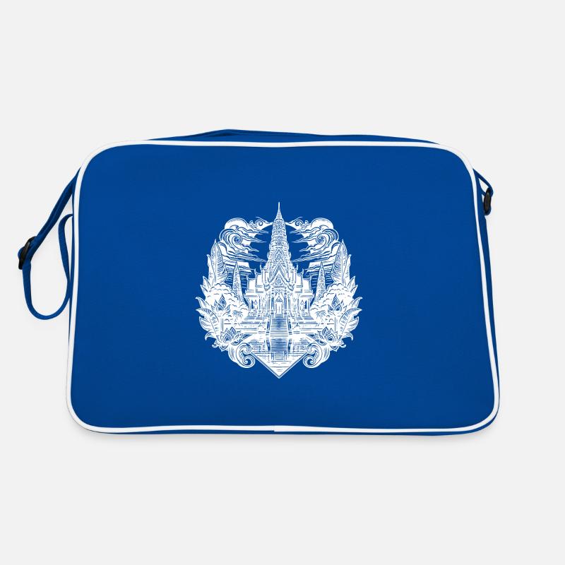 Moonlight behind exotic Thailand temple Retro Bag