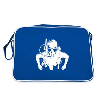 Sport Taucher mit Geräte Ausrüstung - Retro Tasche - Blau/Weiß - Hinten