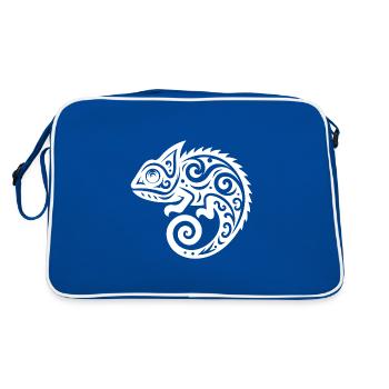 Caméléon Tattoo Écailles Creepers Déguisement - Sac Retro - bleu/blanc - Dos