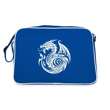 Dragon Vintage écailleux sauvage avec des ailes - Sac Retro - bleu/blanc - Dos