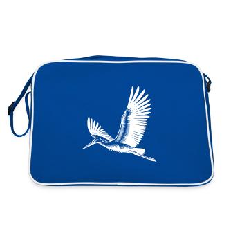 Flying stork on broad wings - Retro Bag - blue/white - Back