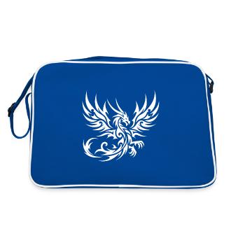 Dragon tribal de tatouage sauvage avec des ailes - Sac Retro - bleu/blanc - Dos