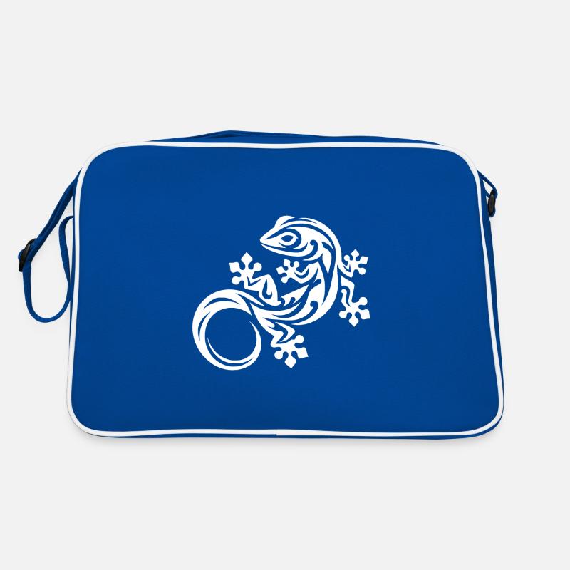 Kleiner drolliger Gecko im Tribal Tattoo Style Retro Tasche