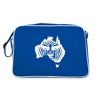 Australischer Kontinent mit Gesicht - Retro Tasche - Blau/Weiß - Hinten