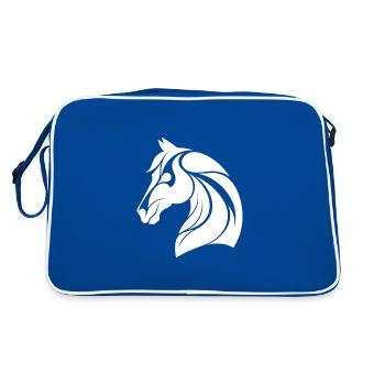 Eleganter Pferdekopf - Retro Tasche - Blau/Weiß - Hinten