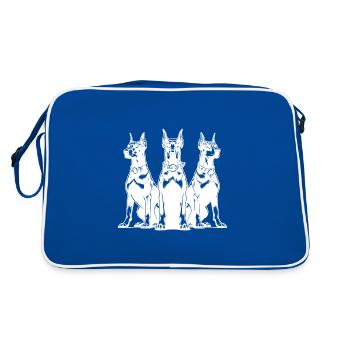 Trois chiens Dobermans vigilants - Sac Retro - bleu/blanc - Dos