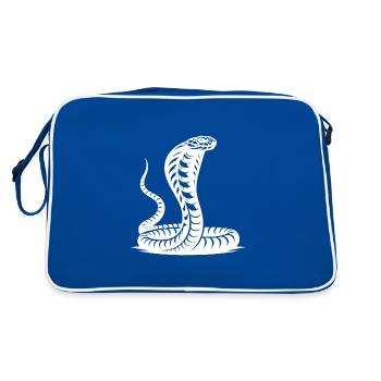 Conception de posture menaçante de bouclier de cou de cobra de serpent - Sac Retro - bleu/blanc - Dos