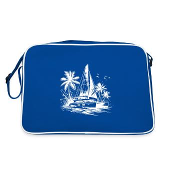 Catamaran double coque voilier avec palmiers - Sac Retro - bleu/blanc - Dos