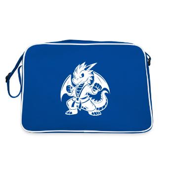 Stolzer Karate Flügel Drache Cartoon Style - Retro Tasche - Blau/Weiß - Hinten