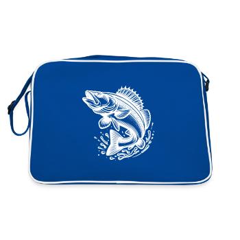 Large Jumping Zander Fish - Retro Bag - blue/white - Back