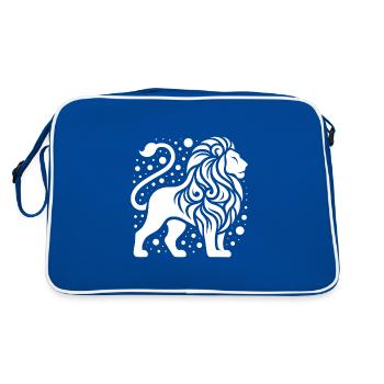 Proud lion with wild mane - Retro Bag - blue/white - Back