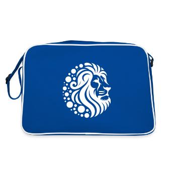 Proud lion's head with wild mane - Retro Bag - blue/white - Back