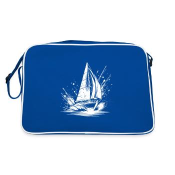Fast sailboat in splash swell - Retro Bag - blue/white - Back
