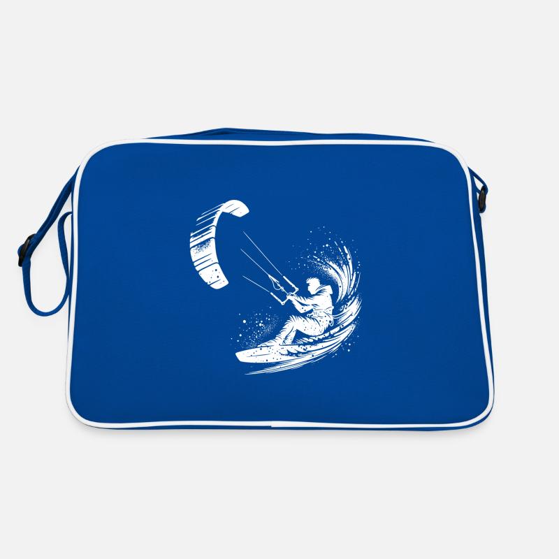 Kite Surfer Splash Éclaboussure d’eau avec cerf-volant - Sac Retro - bleu/blanc