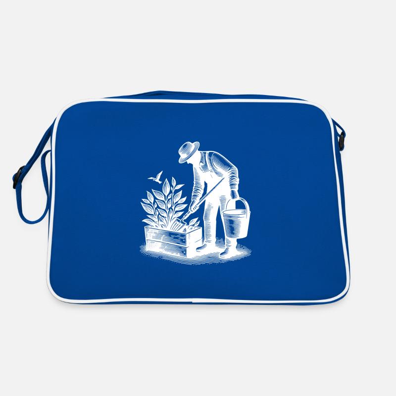 Jardinier faisant du jardinage dans un lit surélevé Sac Retro
