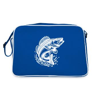 Jumping Zander Fish - Retro Bag - blue/white - Back