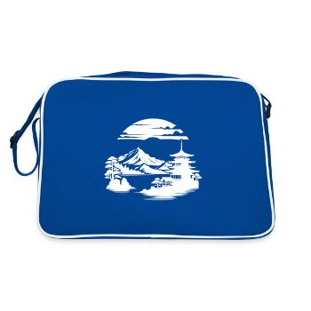 Japan Asian Landscape Meditation Design - Retro Bag - blue/white - Back