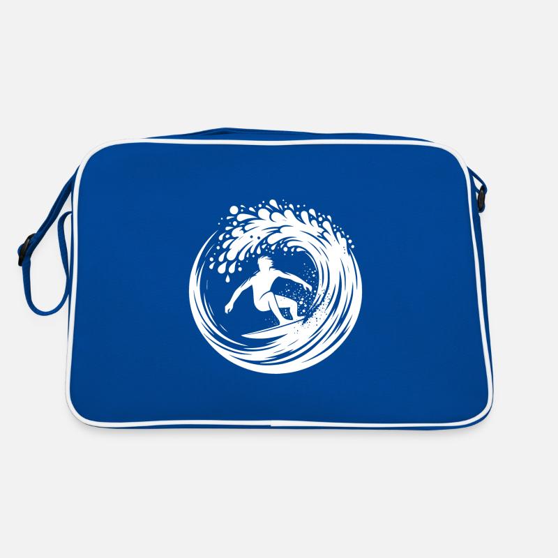 Surfeur élégant surfant dans une grosse vague Sac Retro