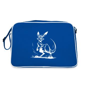 Marsupial Pencil Sketch Kangaroo Australia - Retro Bag - blue/white - Back