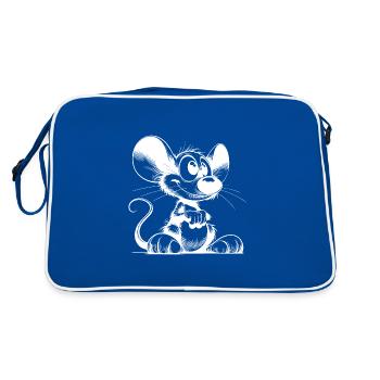 Fun mouse with huge ears and big feet - Retro Bag - blue/white - Back