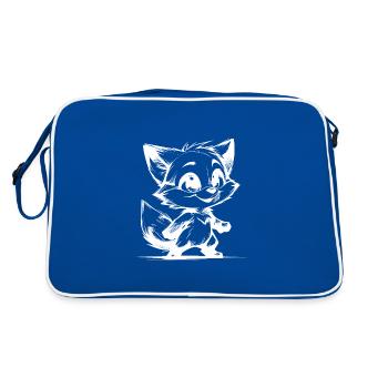 Croquis au crayon renard mignon pour bébé enfant - Sac Retro - bleu/blanc - Dos