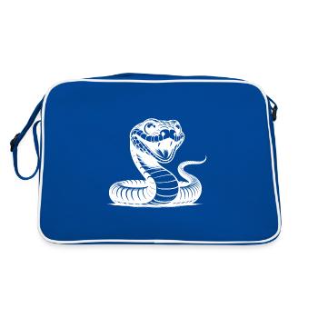 Croquis de tatouage de serpents souriants venimeux - Sac Retro - bleu/blanc - Dos