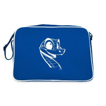 Cunning Snake Funny Snakes Drawing - Retro Bag - blue/white - Back