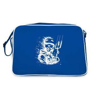 Relaxed kite surfer man wind surfing in the sky - Retro Bag - blue/white - Back