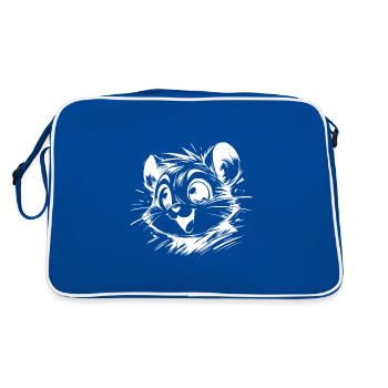 Cheerful Children Hamster Drawing - Retro Bag - blue/white - Back