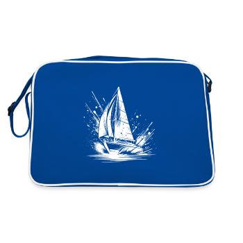 Speedy sailboat in splash swell - Retro Bag - blue/white - Back